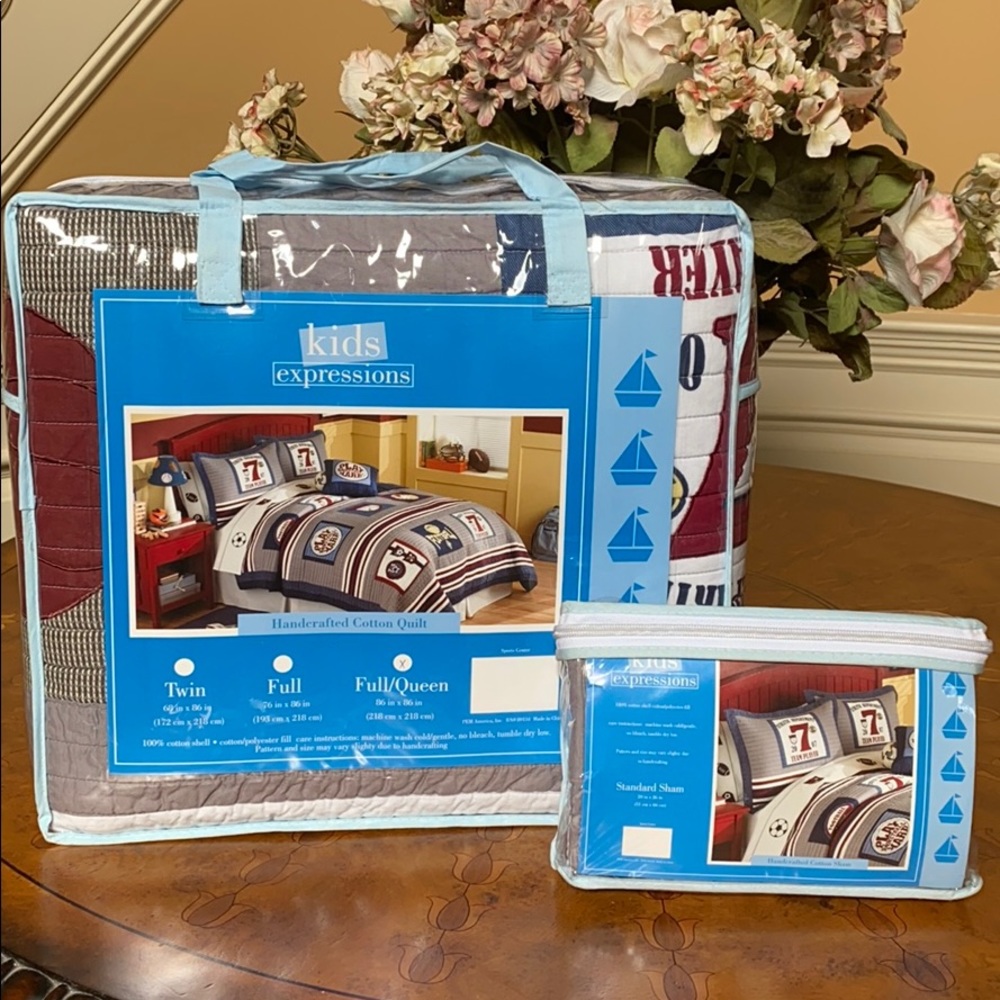 ⭐️Full/Queen Sports Cotton Quilt + 1 Standard Sham